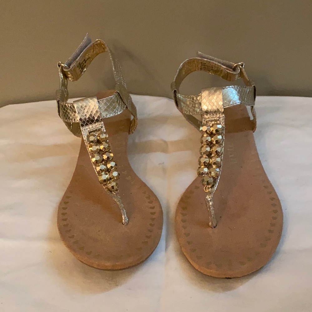 Gently loved gold sandals with gold beading